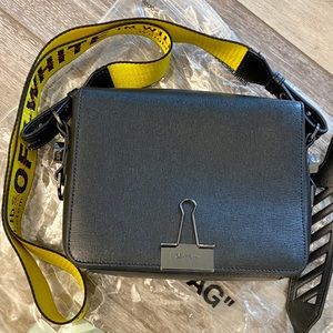 Off white binder clip flap bag